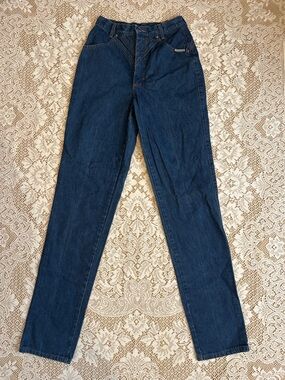 Roughrider Vintage Western Jeans With Contrast Stitching, Dark Wash, Size 27